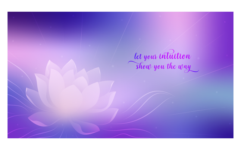 Lila, inspiráló hátterek 14400x8100px Lotusszal és üzenettel az intuícióról