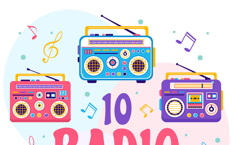 10 Rádio Vektorové Ilustrace