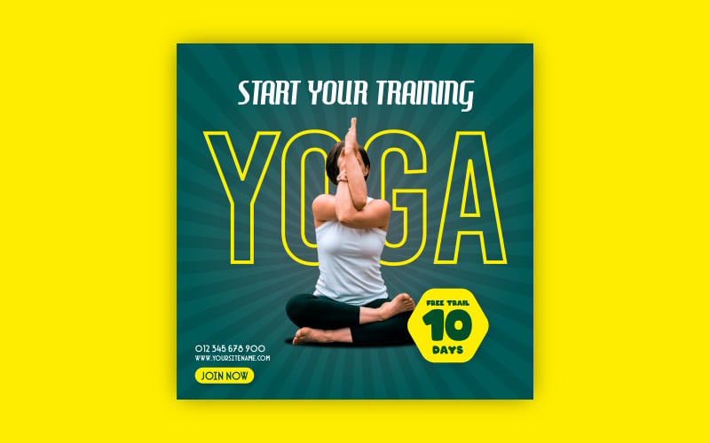 Modèles de bannières vectorielles EPS de médias sociaux promotionnels de yoga fitness GRATUITS