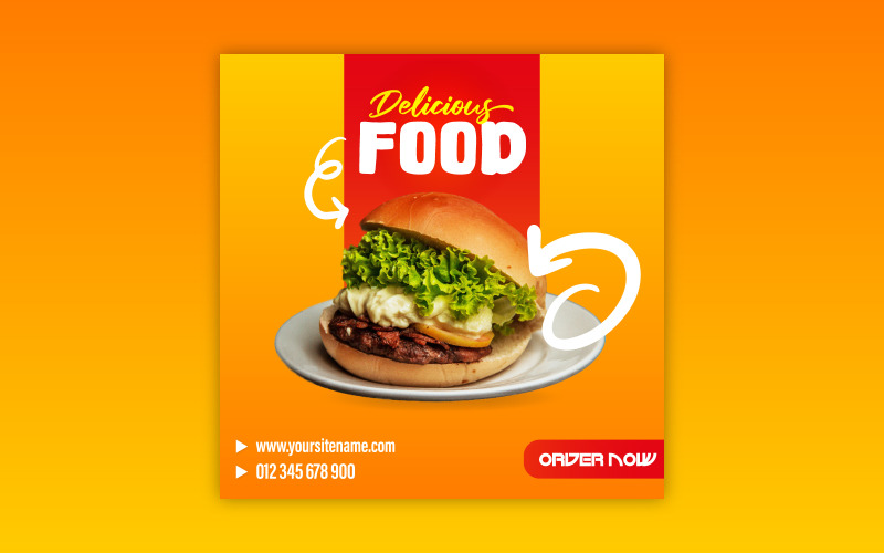 ÜCRETSİZ Lezzetli Fast food sosyal medya reklam banner tasarımı EPS şablonu