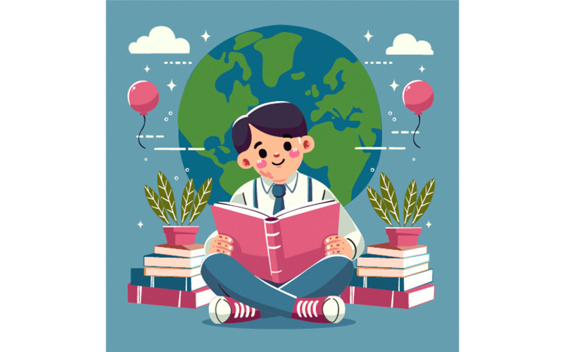 Cartoon Wereldboekendag illustratie