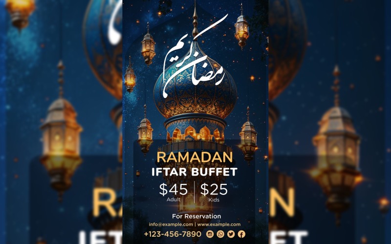 Modello di poster per buffet Ramadan Iftar 25