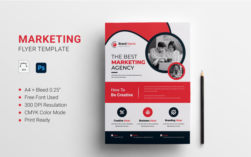 Digitális Marketing Ügynökség szórólapsablonja, üzleti szórólap, vállalati szórólap