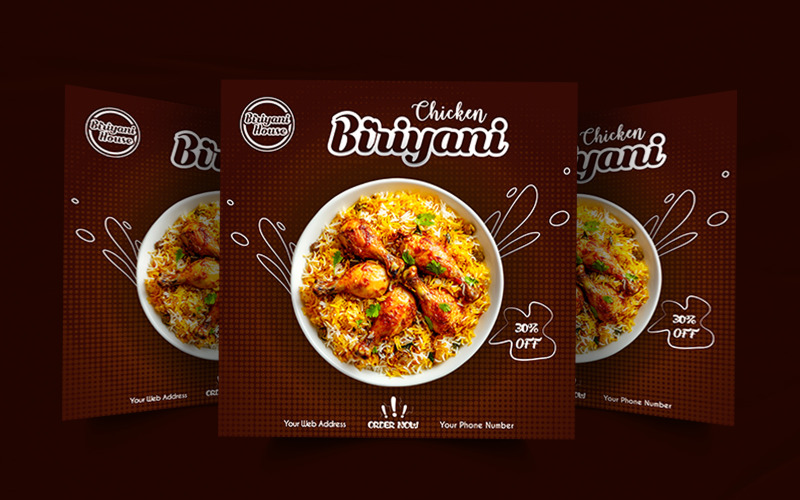 Étterem biriyani közösségi média poszter sablon