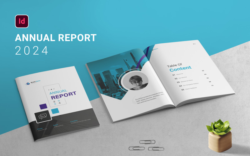 Jaarverslag - brochure ontwerpsjabloon voor het bedrijfsleven