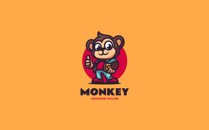 Logotipo de dibujos animados de mascota mono estilo 1