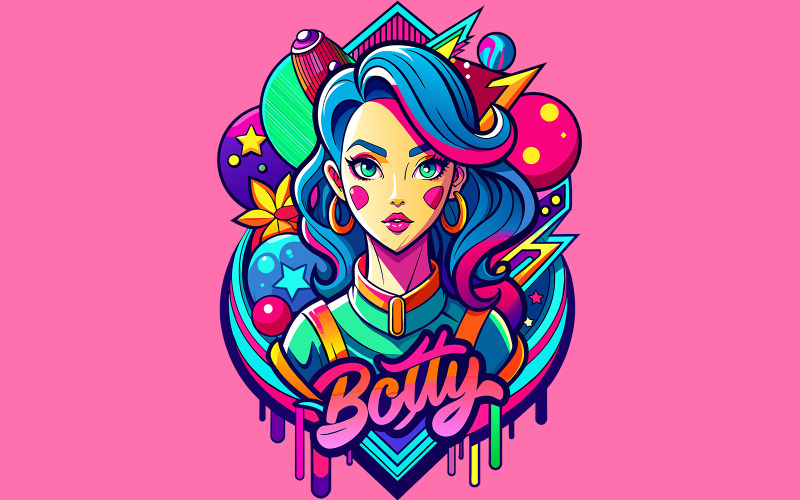 Girl Botty Graffiti Design tele élénk színekkel a (4)