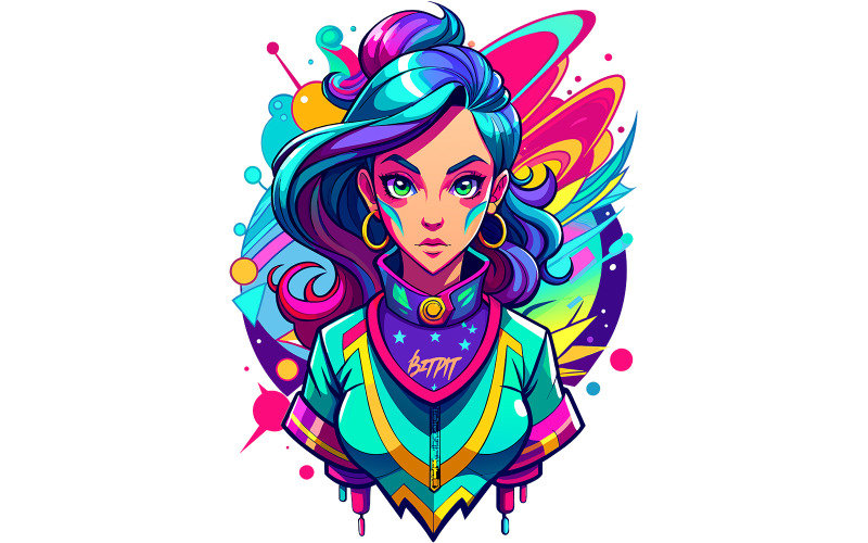 Girl Botty Graffiti Design, tele élénk színekkel a (6)