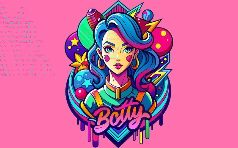 Girl Botty Graffiti-ontwerp vol levendige kleuren a (4)