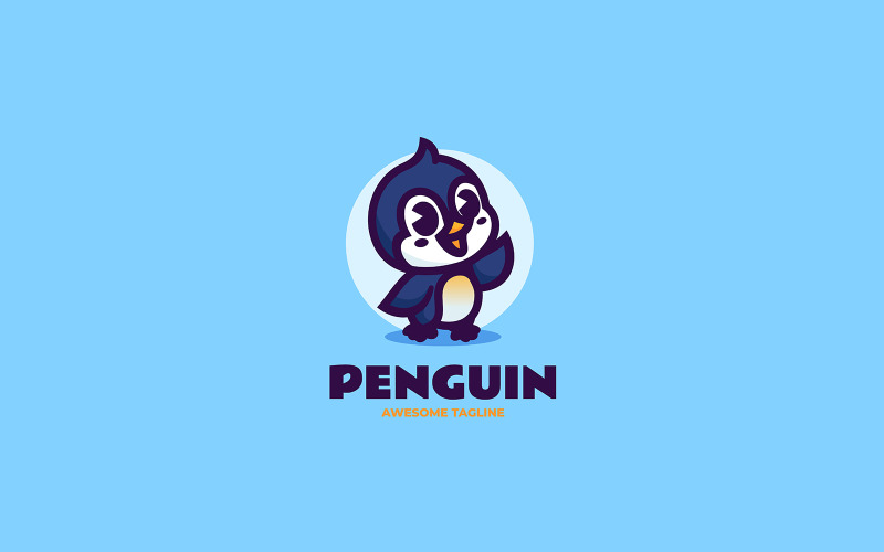 Мультяшний дизайн логотипу талісмана пінгвіна 1
