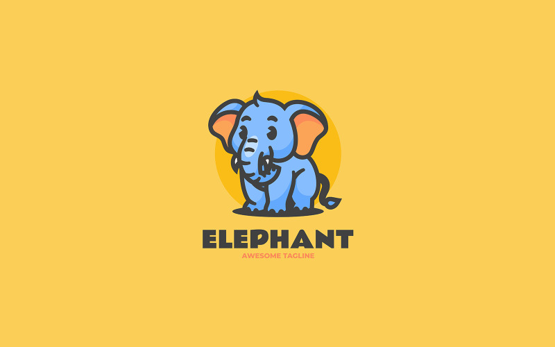 Мультяшний логотип талісмана слона 1