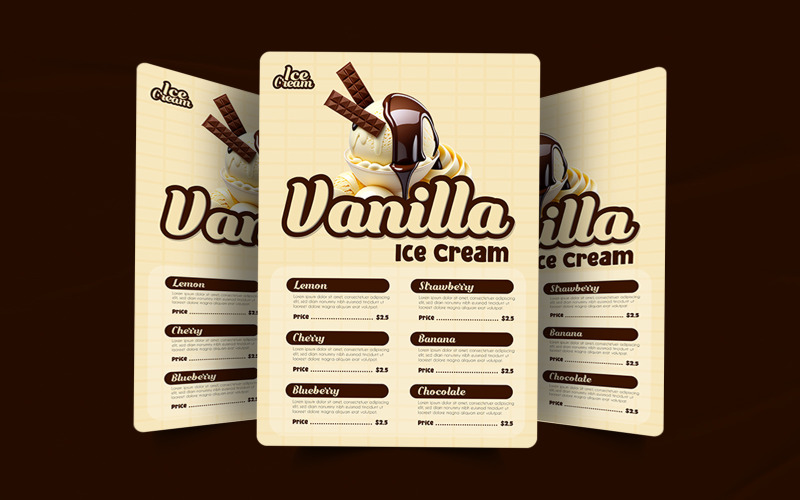 Affiche promotionnelle créative pour un restaurant de glaces à la vanille