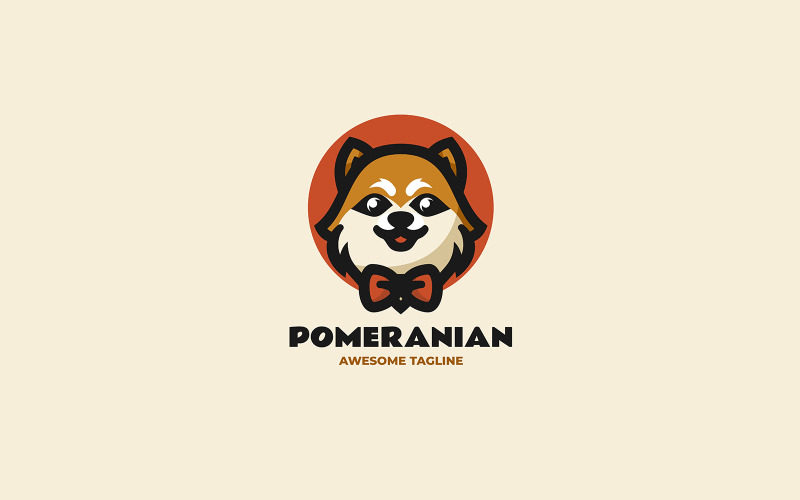 Logotipo do desenho animado da mascote do cachorro da Pomerânia