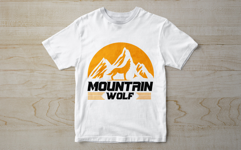Шаблон дизайна футболки «Горный волк»