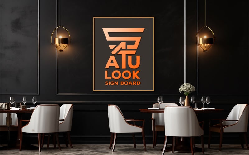 Blank restaurant mockup_ blank restaurant wall board mockup