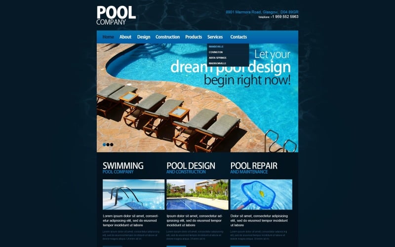 Modèle de site Web réactif pour piscine