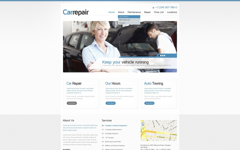 Шаблон веб-сайту про ремонт автомобілів