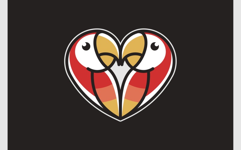 Ilustra??o de cora??o de amor de p?ssaro papagaio