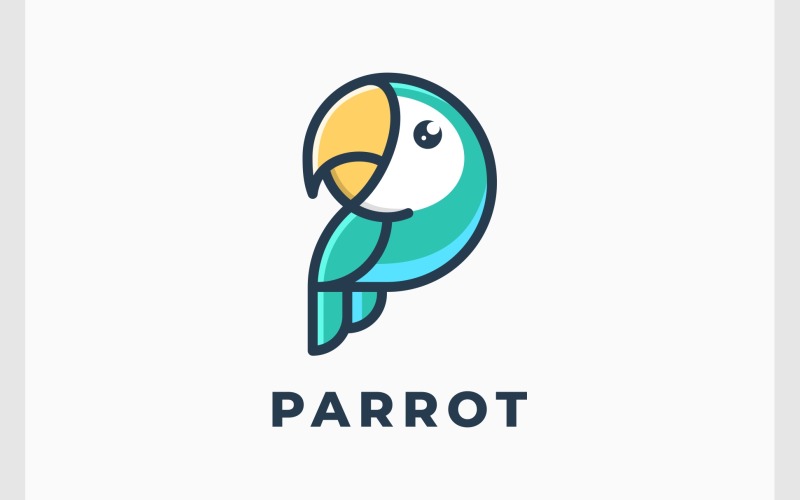 Logo de mascotte de dessin animé d'oiseau perroquet
