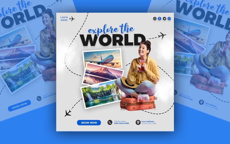 World Travel och turism sociala medier mall