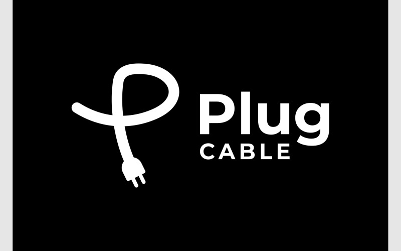 Logotipo de alimentación del cable del enchufe de la letra P