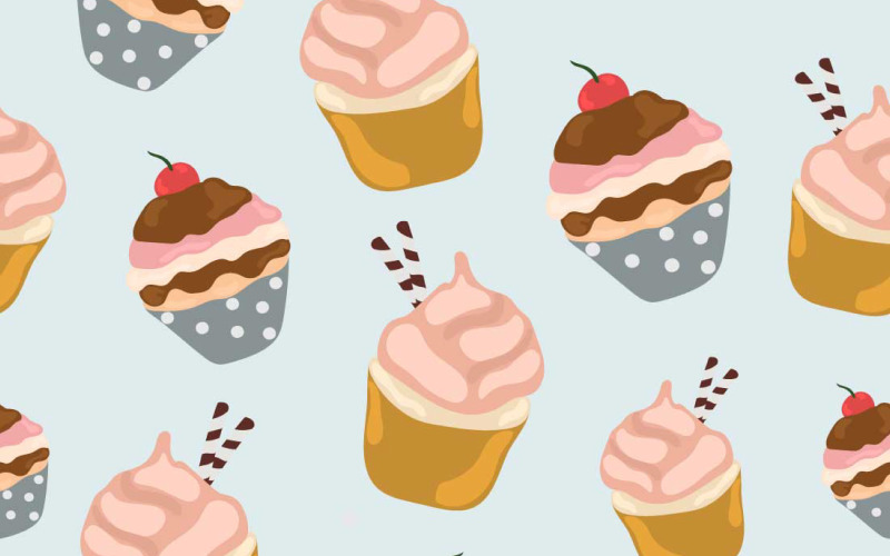 Blå Cupcake sömlösa mönster