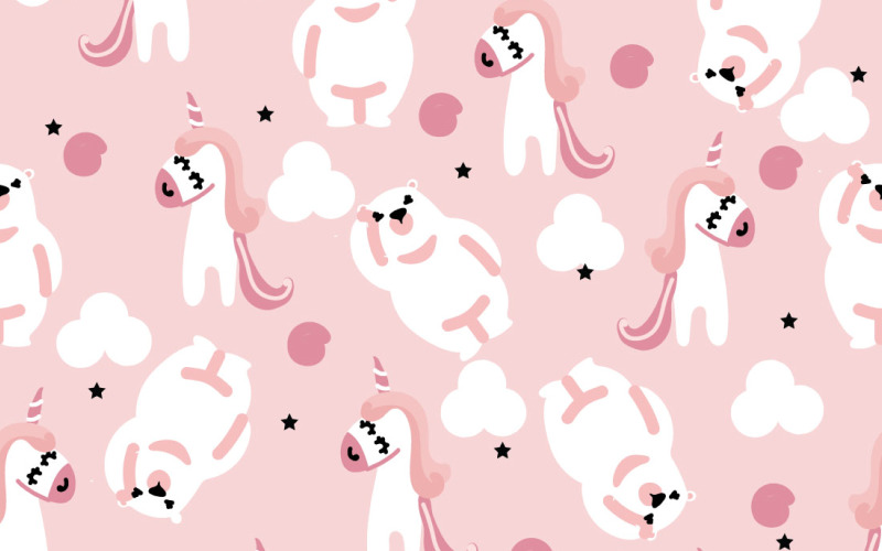 Modèle sans couture ours et licorne