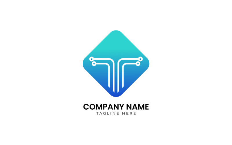 Vállalati T betű logó tervezősablon