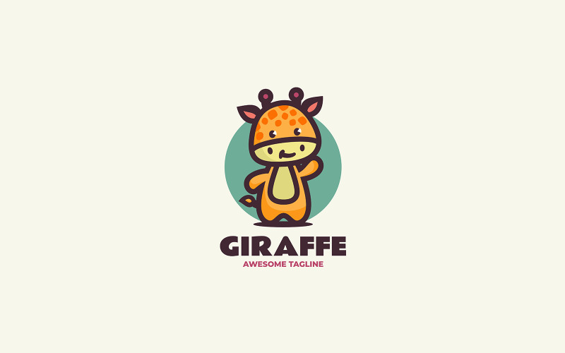 Zürafa Maskot Karikatür Logosu 4