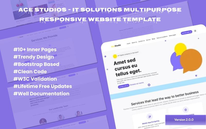 Ace Studios - Plantilla de sitio web responsivo multipropósito para empresas de servicios empresariales y soluciones de TI
