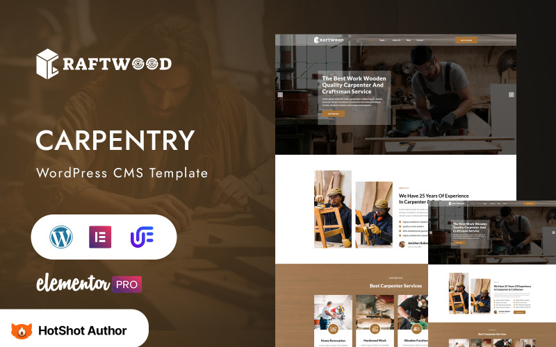 Craftwood – Thème WordPress Elementor pour menuiserie et bricoleur