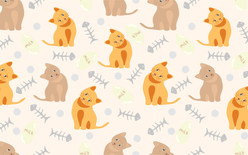 Curious Cat Seamless Pattern