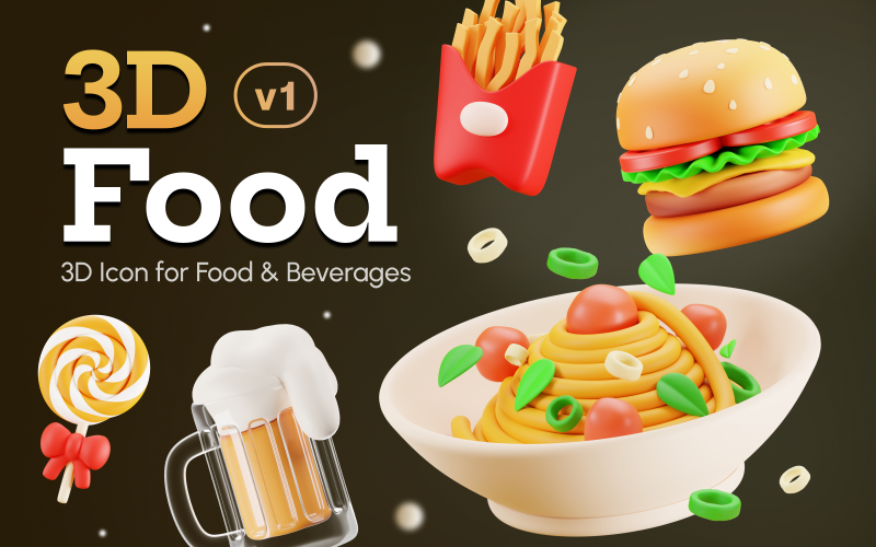 Efenby - conjunto de ícones 3D de alimentos e bebidas