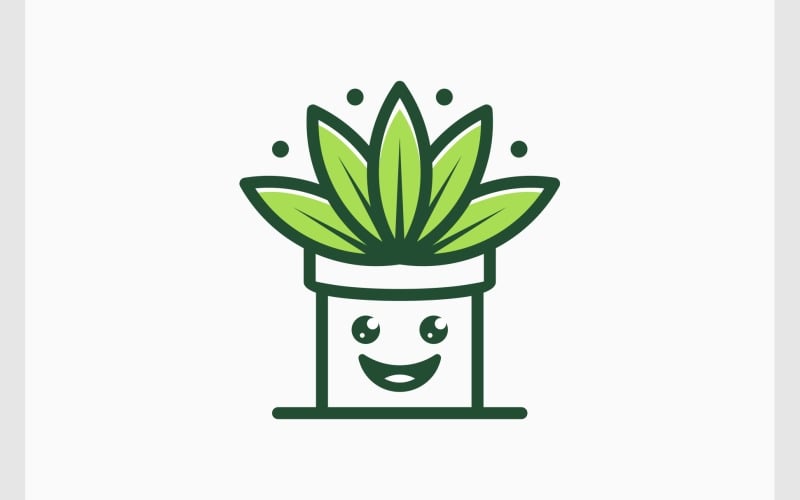 Logotipo de vaso de planta em vaso feliz