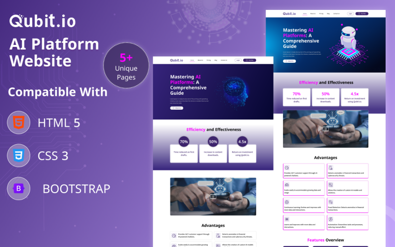 Qubit.io AI Platform HTML5 Bootstrap webhelysablon