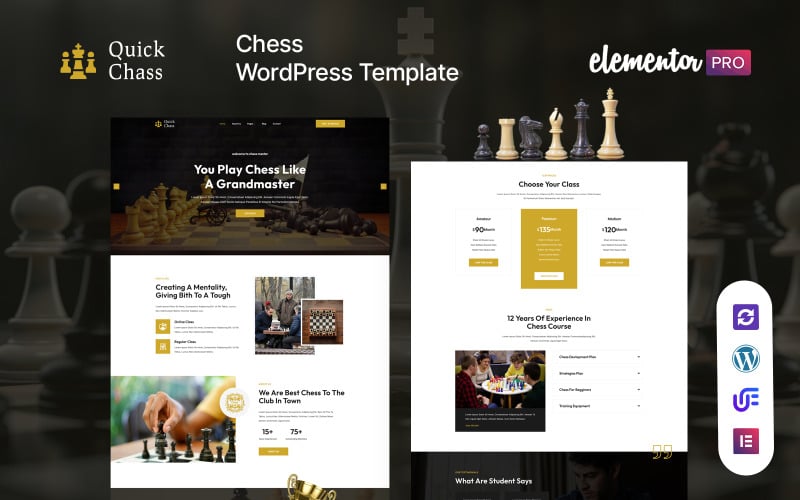 Quick Chass — тема WordPress для шахматного клуба и настольных игр
