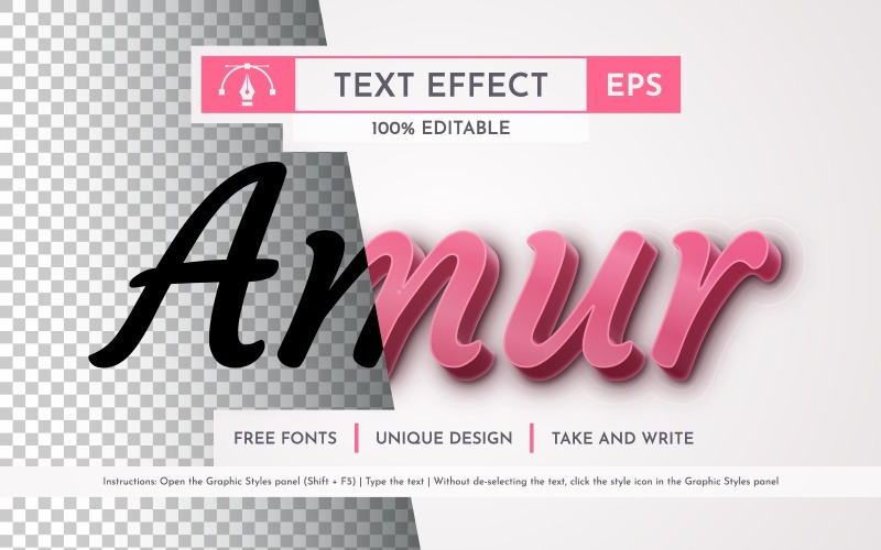 Редактируемый текстовый эффект Амур, графический стиль