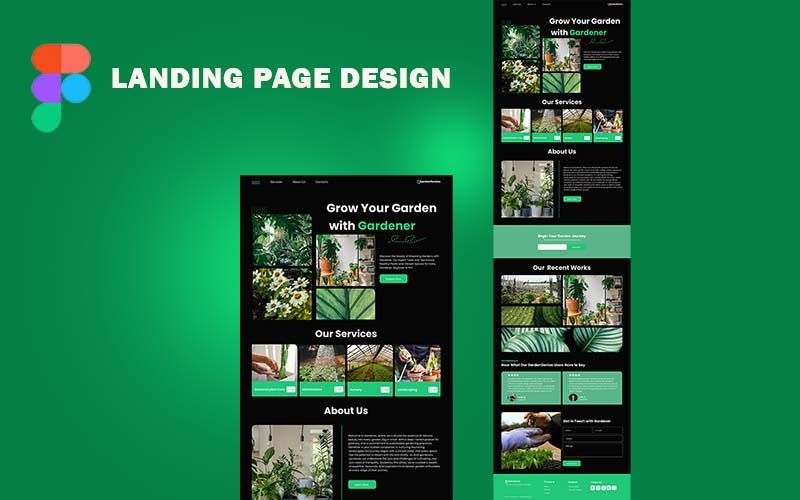Elementi dell'interfaccia utente della pagina di destinazione GardenGenius