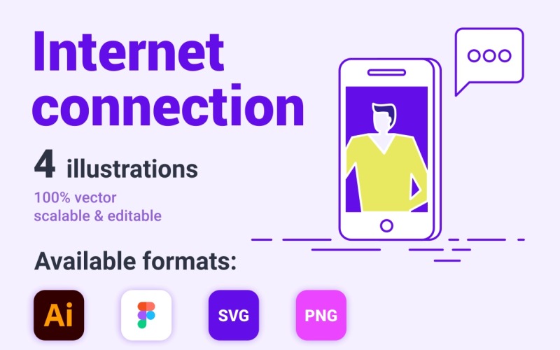 İnternet bağlantısı illüstrasyonları seti