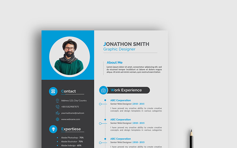 Modello di curriculum professionale con elegante lettera di presentazione