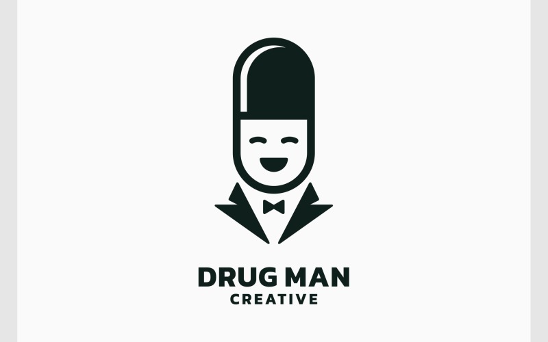 Logo dell'uomo della capsula della pillola della droga