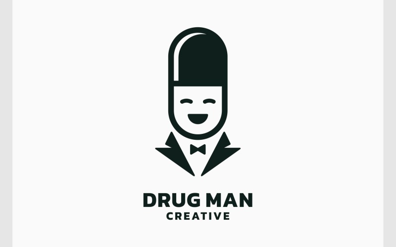 Logotipo do homem da cápsula da pílula da droga