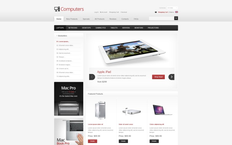 компьютерная техника шаблон zencart