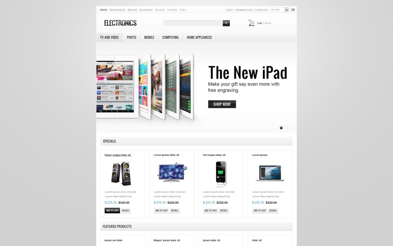 магазин электроники zencart шаблон