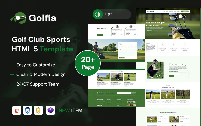 Golfia – šablona HTML5 pro sporty a hřiště golfového klubu