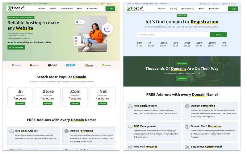 Modello HTML e WHMCS Zhostv2