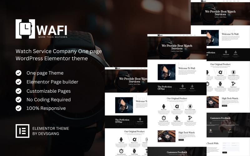 Wafi - 一家简约干净的手表服务公司 WordPress 主题