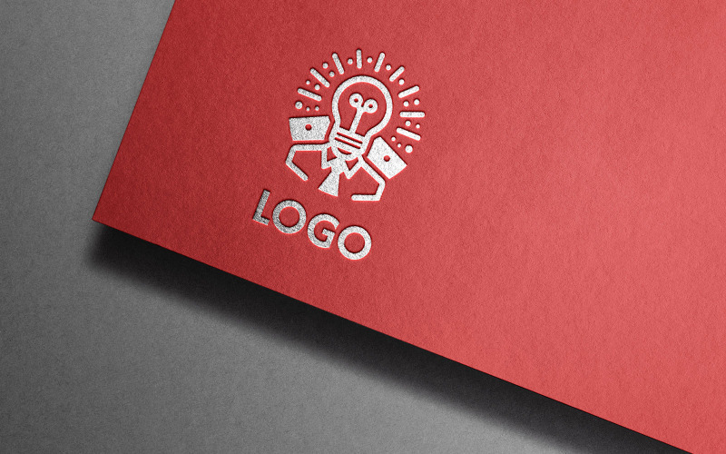 具有人头、大脑、灯泡的创意标志