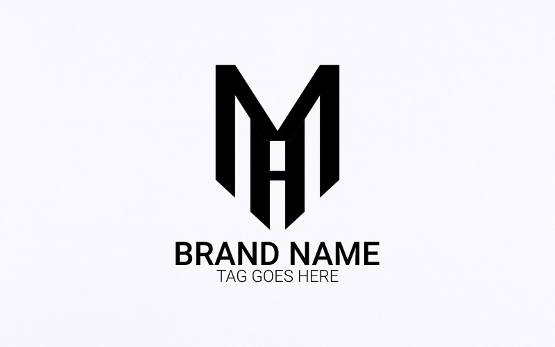 Plantilla de logotipo de monograma MA LETTER de diseño plano