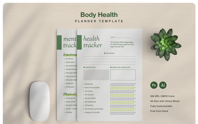 Sjabloon voor planner van lichaamsgezondheid